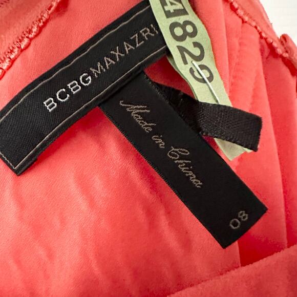 BCBGMaxAzria Jesse Ambrosia Coral Strapless Chiffon Tulip Full Length Dress 8 - Picture 10 of 13